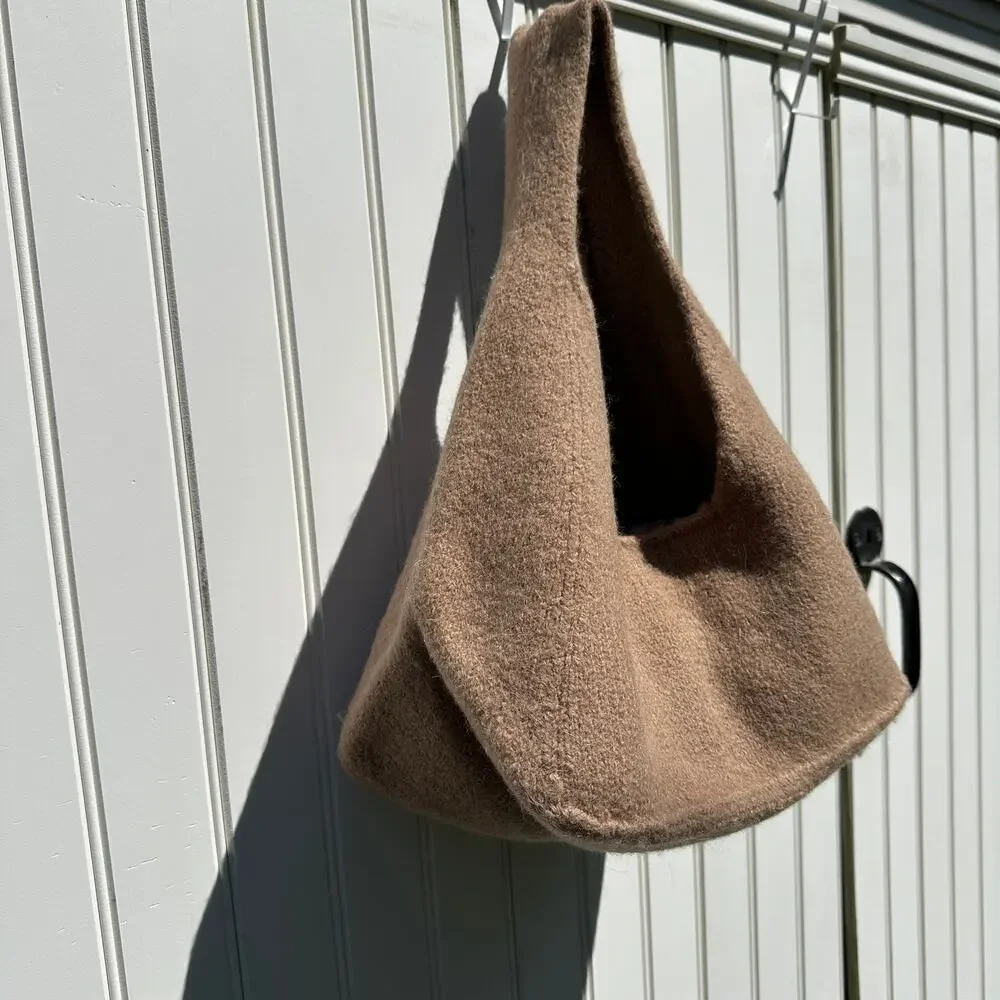 Lauren Manoogian Baby Bindle Bag Putty Cork Camel Highland Wool Alpaca Knit NWT - Picture 7 of 16